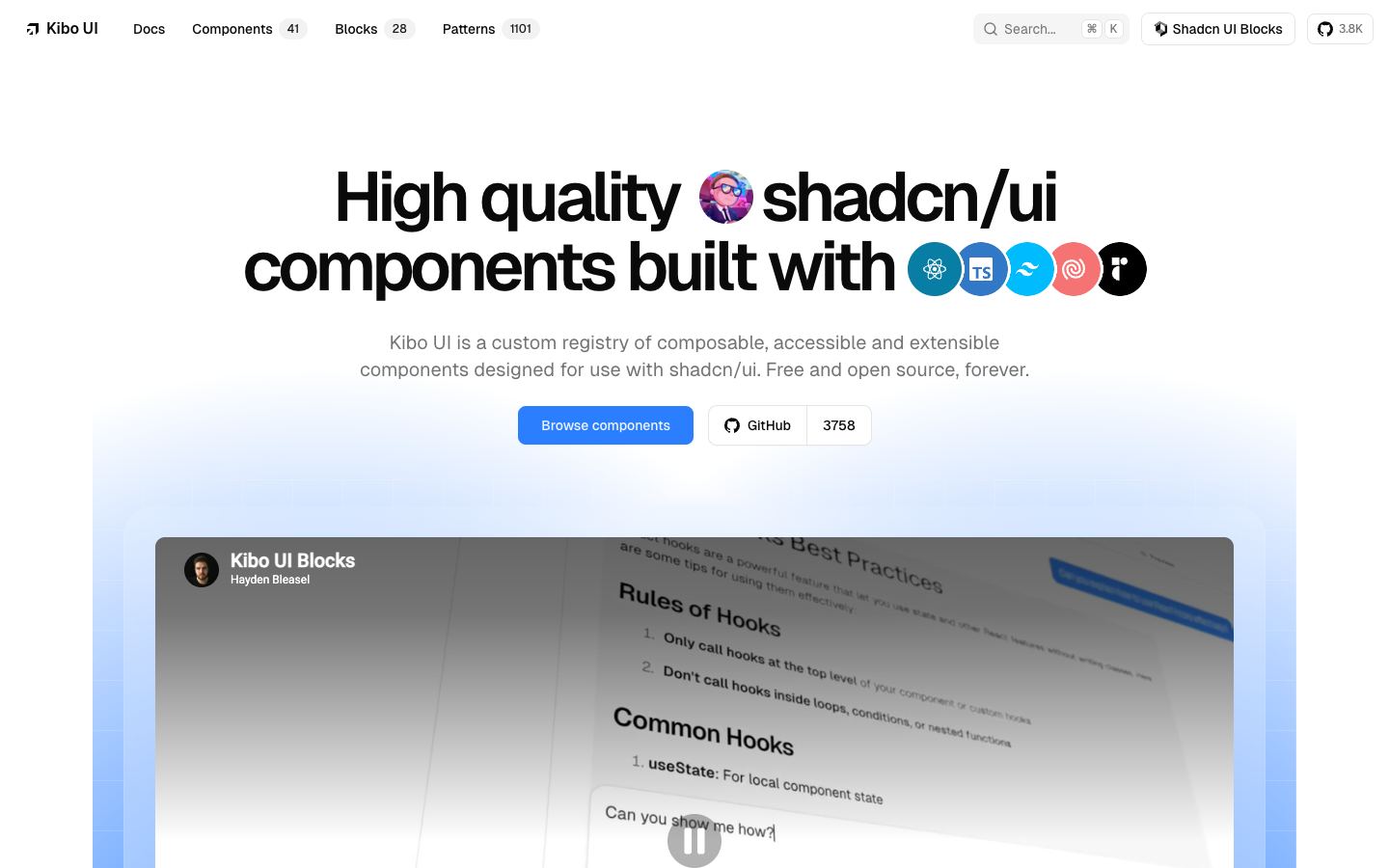 Kibo UI homepage