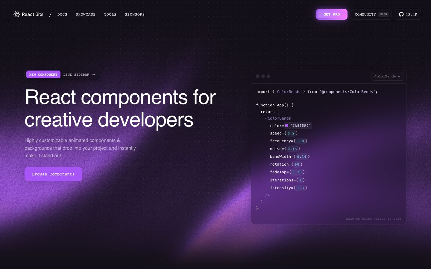 React Bits homepage
